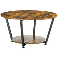 HOMCOM - Table basse industrielle avec étagère - brun rustique-Ajoutez facilement une touche industrielle à votre décoration intérieure