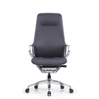 DecentLiving - Chaise de bureau à dossier pleine hauteur - Gris-Chaise de bureau en cuir véritable haut de gamme