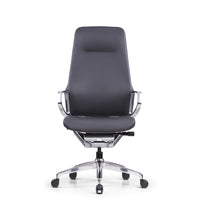 DecentLiving - Chaise de bureau à dossier pleine hauteur - Gris-Chaise de bureau en cuir véritable haut de gamme