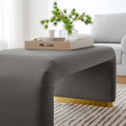 Modway - Koda Performance Velvet Ottoman de la cascade - Brass Storm Grey-Rembourrage en mousse dense