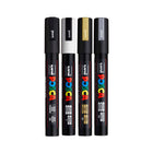 Posca - Marqueurs de peinture à base d'eau - Pointe moyenne réversible (1,8-2,5 mm) - Couleurs assorties - paquet de 4-L'encre vive et opaque est permanente sur les surfaces poreuses et effaçable sur la plupart des surfaces non poreuses.