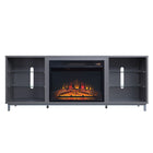 Manhattan Comfort - Ensemble de 2 cheminées modernes Brighton 60 po - Noir et gris-Cheminée électrique moderne pour utilisation dans le salon intérieur