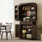 HOMCOM - Armoire de garde-manger de cuisine 72 po avec portes de grange - brun-Grand espace de rangement avec deux armoires, un tiroir et six étagères de porte pour vous aider à rester organisé 