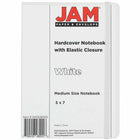 JAM Paper - Carnet de notes moyen à couverture rigide avec élastique - 100 feuilles lignées - 5" x 7" - Blanc-Taille : Moyen (5 x 7 pouces) | Se glisse facilement dans les sacs, sacs à dos et porte-documents.