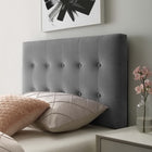 Modway - Emily Biscuit Touffé Performance Velvet Tête de lit jumelée, Gris-Tissu résistant aux taches durable