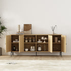 Manhattan Comfort - Magnolia 70,9 po Buffet Moderne - Chêne Naturel-Pieds en métal noir pour le design et la durabilité