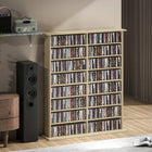 HOMCOM - Armoire de rangement multimédia à 8 niveaux avec étagères réglables - bois naturel-Rangement polyvalent au-delà de l'organisation des médias