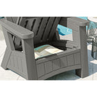 Suncast - Chaise Adirondack avec rangement - Gris colombe-Confortable et ergonomique.