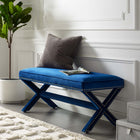 Modway - Rivet Performance Velvet Banc - Marine-Moulures à clous en argent et cuivre (ottoman ivoire)