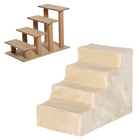 PawHut - Escalier pour animaux 4 marches, escaliers pour chat, pour monter sur le lit - beige-Convient aux chats de 10lbs (4,5kg) 