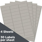 Jam Paper Étiquettes postales, 1 x 2,63 po, argent métallique, 120/paquet (40732536)-30 étiquettes par feuille