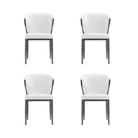 Manhattan Comfort - Lot de 4 chaises de salle à manger modernes Kirsten 52 cm, revêtement similicuir blanc-Chaise de salle à manger moderne pour salle à manger et usage de bureau lot de 4