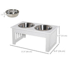 PawHut - Station d’alimentation et d’abreuvement double de luxe pour chien - blanc-Matériau : acier inoxydable, MDF 
