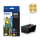 Epson - Cartouches d'encre T822 - Capacité standard - Cyan/Magenta/Jaune-Manipulation sans souci - impressions résistantes au maculage, à la décolouration et à l’eau