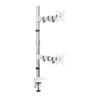 ShoppingAll - Support sur pied entièrement réglable pour deux écrans - Blanc-Peut accueillir un moniteur de 13 à 32 pouces et pesant jusqu'à 17,6 livres/8 kg, avec des trous de montage VESA de 75 mm x 75 mm ou 100 mm x 100 mm.
