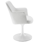 Modway - Lippa Salle à manger pivotante Cuir végane Fauteuil - Blanc blanc-Anneau en plastique en caoutchouc pour la protection des planchers