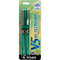 Pilot – Stylos à bille roulante Hi-Tecpoint V5 – vert – paquet de 2  -Technologie innovante d’encre liquide pour une écriture exceptionnellement fluide