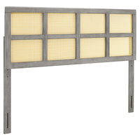 Modway - Luana Canne Tête de lit complète, Gris-Tête de lit en bois entier