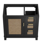 Modway - Dixie 36" Solide Armoire de toilette de salle de bain (lavabo non inclus) - Noir-Détail en rotin à tissage ouvert
