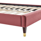 Modway - Harlow Performance Velvet Cadre de lit plateforme Queen, Rose poussiéreuse-Poutre centrale renforcée et jambes de soutien