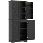 HOMCOM - Armoire de garde-manger de cuisine style ferme 72 po - noir-Deux armoires, huit étagères de porte et un tiroir offrent un vaste espace de rangement 