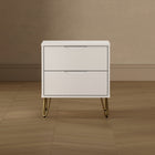 Manhattan Comfort - Table de nuit Avira 20" style mid-century moderne à 2 tiroirs - Blanc-Assemblage à domicile requis Tout le matériel inclus