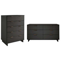 Manhattan Comfort - Granville commode moderne et double commode - gris foncé - ensemble de 2-Commode de chambre moderne-contemporaine avec une touche de glamour comprenant 1 chiffonnier et 1 commode double