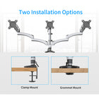 ShoppingAll - Support de bureau entièrement réglable à trois bras pour écran avec 2 bras pivotants - Blanc-Ce support de bureau entièrement réglable peut être fixé à l'aide d'une pince en C ou d'un passe-fil sur n'importe quelle surface de travail.