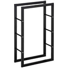 HOMCOM - Support à bois de chauffage extérieur-Porte-bûches pratique, maintient les bûches bien serrées et en sécurité 