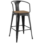 Modway - Promenade Tabouret de bar - Noir - Ensemble de 2-Siège en bambou stratifié