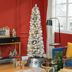 HOMCOM - Arbre de Noël artificiel floqué enneigé de 6 pieds avec lumières-Branches orientées vers le haut et vers le bas, créant une apparence d'arbre vivante 