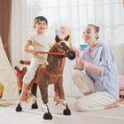 Qaba - Standing Ride-On horse - brown-Les effets sonores de hennissement offrent une expérience de chevauchée plus authentique 