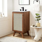 Modway - Soma 18" Vanette de salle de bain - Blanc noyer-Poignée de porte en métal