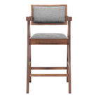 Zuo - Delhi Tabouret de comptoir - Gris/Noyer - Ensemble de 2-Tissu en polyester effet lin confortable