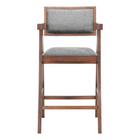 Zuo - Delhi Tabouret de comptoir - Gris/Noyer - Ensemble de 2-Tissu en polyester effet lin confortable