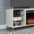 Manhattan Comfort - Ensemble de 2 cheminées modernes Brighton 60 po - Noir et beige-Comprend 2 longues ouvertures pour la gestion des câbles et des fils