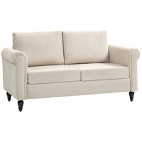 HOMCOM - Canapé loveseat avec accoudoirs courbés - beige-Le tissu à l’aspect velours côtelé offre une texture luxueusement douce et confortable 