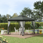 Outsunny - Pavillon de patio 10 pi l x 10 pi L - auvent de pavillon d’extérieur - gris-La housse en polyester est imperméable et protégée contre les UV pour offrir une protection complète