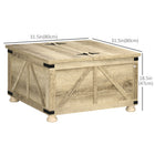 HOMCOM - Table basse avec rangement caché à abattant - chêne-Charnières métalliques pour une ouverture et une fermeture en douceur