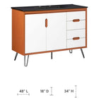 Modway - Energize 48" Vanette de salle de bain - Noir blanc cerise-Pieds métalliques en épingle à cheveux