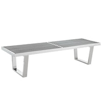 Modway - Sauna 5' Acier inoxydable Banc - Argent-Acier inoxydable poli