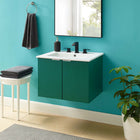 Modway - Maybelle 24" Vanité de salle de bain murale - Vert Blanc-Conception murale