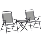 Outsunny - Ensemble bistro pliable avec dossier réglable, gris-L'ensemble bistrot pliant comprend une table carrée et deux fauteuils 