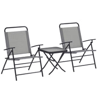 Outsunny - Ensemble bistro pliable avec dossier réglable, gris-L'ensemble bistrot pliant comprend une table carrée et deux fauteuils 