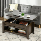 HOMCOM - Table basse relevable avec rangement caché et étagères ouvertes - noyer foncé-Le plateau spacieux et relevable crée une zone de travail confortable