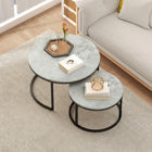 HOMCOM - Table basse ronde gigogne 31 po - gris - Paquet de 2-Plateau en MDF de qualité et structure en acier pour une grande stabilité et une longue durabilité