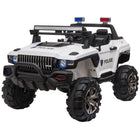Aosom - voiture électrique pour enfants 2 places 12v rc camion de police - blanc-Camion de police à chevaucher avec 2 sièges et ceintures de sécurité pour 2 enfants âgés de 3 à 6 ans 