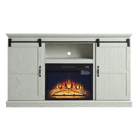 Manhattan Comfort - Ensemble de 2 cheminées modernes Myrtle 60 po - Noir et chêne crème-Cheminée électrique de style grange traditionnelle pour usage intérieur dans le salon