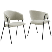 Modway - Nella Rembourré Chenille à bruyère Chaises de salle à manger Ensemble de 2 - Noir taupe-Ensemble de 2 chaises de salle à manger d’accent