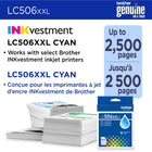 Brother - LC506XXLCS Cartouche d’encre cyan authentique à très haut rendement-Les cartouches d’encre cyan à très haut rendement LC506XXLCS authentiques de Brother offrent des résultats fiables et constants